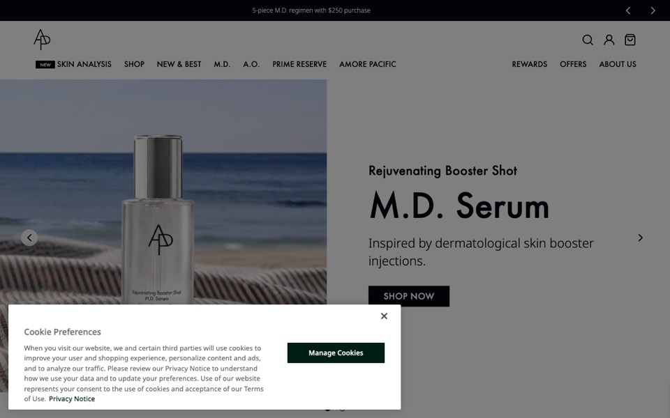 Amorepacific US 웹사이트 스크린샷