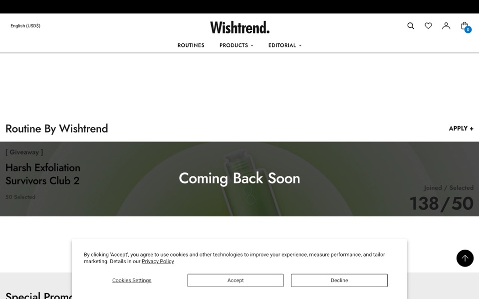 Wishtrend 웹사이트 스크린샷